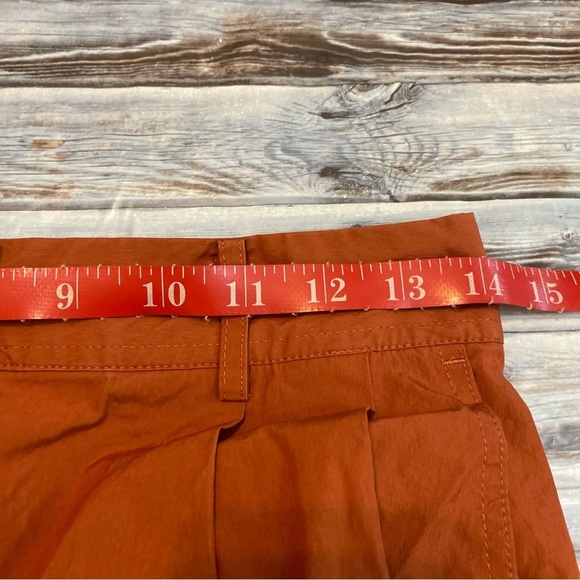 Drae Pleated High Waisted Cinch Ankle Baggy Nylon Cargo Pants Rust Orange Sz M - Picture 10 of 12
